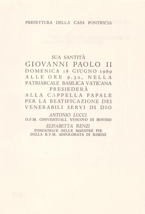 Biglietto ingresso S. Pietro per la beatificazione